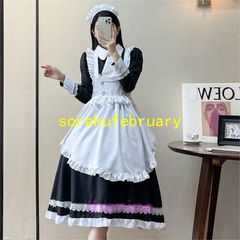 メイド服 ロング 衣装 長袖 エプロン クラシカル ロイヤルメイド レディース 大人用 イギリス風 フリル クラシカル 制服 喫茶店変装 ロング ワンピース