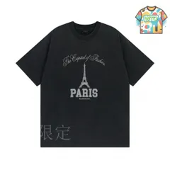 【今日WTO】BALENCIAGA バレンシアガ 巴黎?塔印花 水洗仕上げ T シャツ-IV34