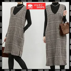 【送料無料】ジャンパースカート チェック柄 ワンピース ショート丈 ロング丈 レディース サイドスリット ベストワンピース ノースリーブ Vネック 通学 通勤 体型カバー 韓国風 秋冬 ロングワンピース タンクワンピース 新品 未使用 CH1RIRIT-050