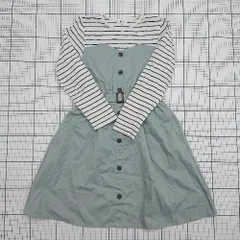 ◇ ⊇ a.v.v アーヴェーヴェ マリン系 長袖 膝下丈 ボーダーツインワンピース サイズ150cm ライトグリーン系 レディース E  【1508200023304】