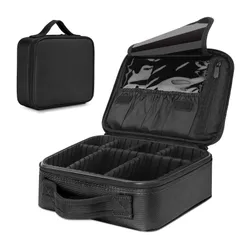 【★数量限定★】プロ用 メイクボックス Luxspire コスメボックス メイクブラシバッグ 化粧ポーチ コスメポーチ メイクポーチ 仕切り 持ち運び 防塵 收納 置き方調整可能 通勤・出張・旅行用 機能的收納 大容量 置き方が調整できる 衝撃吸収 化粧品収納
