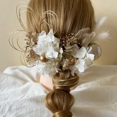人気NO.1 成人式 ☆ 振袖 前撮り　髪飾り ヘッドドレス ヘッドパーツ　結婚式 ウエディング　金箔 水引