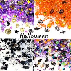 ハロウィン カラー 封入 パーツ ミックス 粒 シャカシャカ レジン ネイル カボチャ かぼちゃ コウモリ 仮装 ケース付 アクセサリーパーツ 1個 rp-249