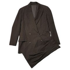 Jean Paul GAULTIER FEMME(ジャンポールゴルチエファム) 90's striped double jacket setup ストライプ ダブル ジャケット セットアップ 40(L程度) ブラウン スラックス パンツ テーラード スーツ