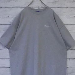 00s メキシコ製 Champion チャンピオン  XL 霜降りグレー スクリプト刺繍ロゴ 無地 ヘビーウェイト 肉厚 クルーネック 半袖Tシャツ 20202839