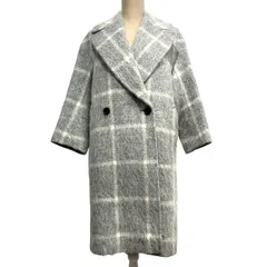 23区　MANTECO　シャギーチェック　ダブルロングコート　モヘア　アルパカ 23区 MANTECO シャギーチェック ダブルロングコート モヘア アルパカ
