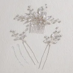 【数量限定】かんざし ヘッドドレス 手作り 花嫁 ウェディングヘッドドレス 浴衣 木の葉モチーフ 着物 髪飾り 髪飾り フラワー 結婚式 5点セット 披露宴 二次会 Uピン 発表会 卒業式 コーム 成人式 入学式 クリスタル パーティー 和装用髪飾り ヘアアク