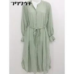 ◇ ◎ nano universe ナノ ユニバース ベルト付 長袖 ロング シャツ ワンピース サイズ38 グリーン レディース  【中古】 【1107280007428】