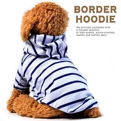 【在庫限り！】【ボーダーがおしゃれ】犬服 ドッグウェア パーカー ボーダー ストライプ NEK 春 夏 秋 春用 夏用 秋用 プレゼント ギフト インスタ映え 7987961 (ブルー×ネイビー)