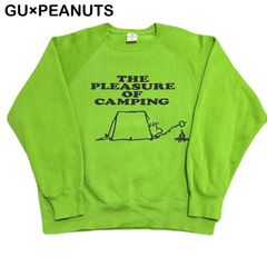 GU × PEANUTS スヌーピー ウッドストック キャンプ ヘビーウェイト オーバーサイズ ラグランスリーブ 裏起毛 トレーナー スウェット XLサイズ