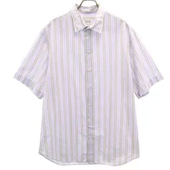 ARMANI アルマーニ コレッツィオーネ ストライプ柄 半袖 シャツ XL パープル系 COLLEZIONI メンズ 古着のサムネイル