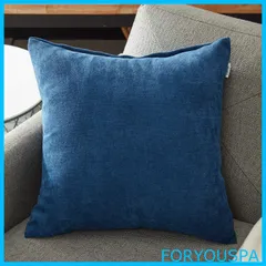 【在庫処分】Topfinel クッションカバー リネンっぽい 60×60cm 北欧 おしゃれ 綿麻 無地 ソファ背当て 装飾枕カバー 座布団カバー ネイビー 1枚（全10色）