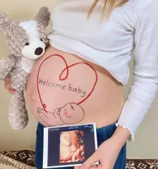 【在庫セール】練習用シール付き photo maternity painting belly フォト セルフ 貼り方説明書付き 妊婦 マタニティシール プレゼント かわいい 天使 (ZP) タトゥーシール ボディペイントシール ベリーペイントシール マタニティ