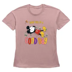 【送料無料】 ディズニー レディース Tシャツ トップス Disney's Mickey Mouse Today Will Be A Good Day Women's Graphic Tee Desert Pink