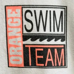 USA製 Hanes ヘインズ 2面プリント バックプリント SWIM TEAM ORANGE シングルステッチ 半袖Tシャツ 白 Lサイズ No.J970