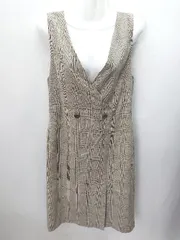 ◇ NATURAL BEAUTY BASIC 千鳥柄 膝丈 ワンピース サイズS ベージュ ライトブラウン レディース E  【1406180108021】