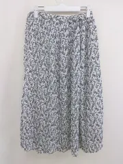 ◇ one after another NICE CLAUP 花柄 ウエストゴム ミモレ プリーツ スカート ホワイト ブラック レディース  【中古】 【1207050008768】