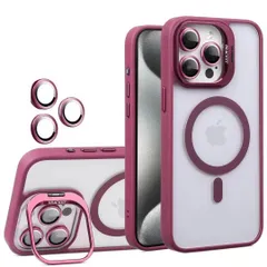 【人気商品】黄ばみなし ストラップホール付き 耐衝撃 ワイヤレス充電 ウインドウシリーズ スタンド自由に切替 6.7 レンズ保護 MagSafe対応 (LKJT-12promax-jiuhong) Iphone12ProMax用のケース