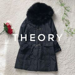 セオリー 異素材切替ダウンベスト フレア 黒 ロング ハイネック 38