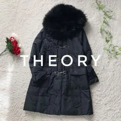セオリー　ダッフルダウンコート　フード付き　リアルファー　軽量ダウン　黒　160サイズ S-M相当  フーデット Theory petit