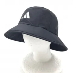 【超美品】アディダスゴルフ バケットハット 黒 ロゴプリント サイズ調節可 RAIN.RDY OSFX(57-60cm)  ゴルフウェア 2023年モデル adidas
