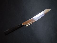 富樫憲治作 水本焼(白二鋼) 切付270mm黒檀八角水牛柄 伝統工芸品