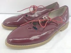 ◇ JELLY BEANS ジェリービーンズ ポインテッドトゥ レースアップ レザー シューズ サイズ 23.5 レッド レディース E  【1303140015217】