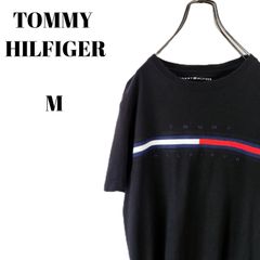 TOMMY HILFIGER トミーヒルフィガー 半袖 Tシャツ フラッグ刺繍 ビックロゴ ブラック メンズ Mサイズ