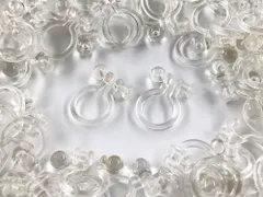 ノンホールピアス　樹脂　パーツ　クリア　100個　平皿台座付き　AP1098のサムネイル