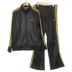アディダス adidas 万国旗タグ ジャージ セットアップ トラックジャケット ジップアップ パンツ イージー ライン JD2001 黒 ブラック O XL位