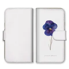 シンプルスマホ4 707SH 704SH  ケース 手帳型  スマホケース 携帯ケース 花 押し花 (プリント) ドライフラワー パンジー すみれ 韓国 春 おしゃれ シンプル ホワイト 白 カラー01