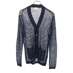LANVIN en Bleu ランバンオンブルー リネン 長袖 メッシュ カーディガン 48 ネイビー レディース 古着のサムネイル