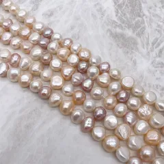 艶々 バロック淡水パール 連40cm 真珠 マルチカラー パープル ピンク