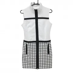 【超美品】キャロウェイ ノースリーブワンピース 白×黒 スカート部格子柄 裏地付き  レディース M ゴルフウェア Callaway