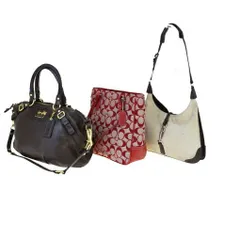 【中古】 コーチ(Coach) シグネチャー 3点セット レザー,スエード ショルダーバッグ ブラウン 08GA105