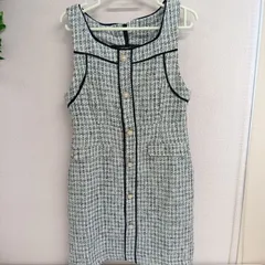 [Emsexcite]エムズエキサイト 膝丈ワンピース ノースリーブ レディース 古着 フリーサイズ ブラック ホワイト（い-231，チ）