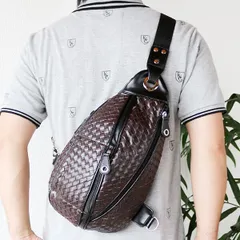 【特価】ボディバッグ メンズ 本革 ラム革 ワンショルダーバッグ ボディーバッグ レディース スマートなソフトPUレザーのコラボメッシュ 肩下げバッグ カジュアル 男女兼用 【PR1】 【アウトレット】【QSM-100】