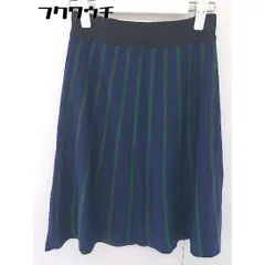 ◇ ABAHOUSE ecru アバハウスエクリュ ストライプ 膝丈 フレア ニット スカート ネイビー グリーン レディース  【中古】 【1110260000777】のサムネイル