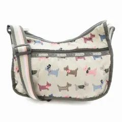 レスポートサック LesportSAC ショルダーバッグ 犬柄 ニット調プリント ベージュ グレー /UO ■GY99