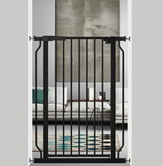 [수량 한정]설치 폭 75cm-216cm(75-83cm 화이트 블랙 이중 락 도어 개폐식 세이프티 안전 게이트 전후 90도 개폐 블랙) 드릴링 불필요 높이 100cm 이상 가득 식 동 락 높이 103cm 하이 타입 베이비 게이트 Seogva