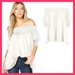 ★スタッフおすすめ★ギャザーオフショルダーチュニック  ◇  ギャザーオフショルダーチュニック 。ギャザーをたっ 上品　おすすめ おしゃれ　★売れ筋★　人気 高見え　高級感