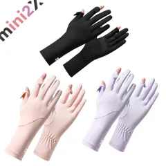 手袋 レディース UVカット 夏 【 アイスシルク 素材・-５℃冷感・UPF50+認定品 】 春 秋 UV手袋 2本指出し 細かい作業 紫外線対策 日焼け防止 極薄 軽量 通気性 速乾性 グローブ 通勤 自転車 運転 アウトドア お出掛け アウトドア 買い物