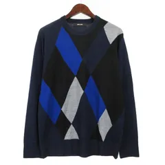 コムサメン COMME CA MEN ジオメトリックアーガイル クルーネック セーター 長袖 ネイビー L 240425Eのサムネイル