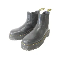 ドクターマーチン DR.MARTENS 美品 2976 quad サイドゴア ブーツ 厚底 靴 シューズ UK8 約26.5㎝ 黒 ブラック