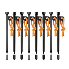 ペグ Xincamping 鍛造ペグ 28cm 20cm スチール 8本/16本 レーザー溶接 反射材入りロープ ソリッドステーク 電着塗装 キャンプ テント タープ キャンプ設営用具 収納袋なし キャップ付き 砂利 硬い土 砂浜 草地用等対応（20cm）のサムネイル