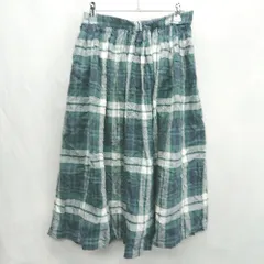 ◇ ⊇ SM2 サマンサ モスモス チェック柄 膝下丈 フレア スカート サイズF グリーン系 レディース E  【1502060049214】