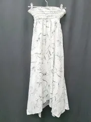 ◇ NICE CLAUP ナイスクラップ 総柄 ロング丈 フレア スカート サイズF オフホワイト系 グリーン レディース P  【1407100023455】