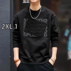 [2XL 1 ]秋冬 コーデ メンズ  服 シンプル ファッション オシャレ 大人 かっこいい 大きいサイズ ストリート 紳士服  ハイエンド アメリカン レトロ レター スタンプ 長袖 スウェットシャツ トップス 