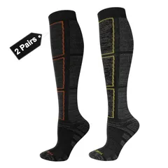 冬用靴下 防寒 温かい靴下 暖かい靴下 厚手 スポーツハイソックス 23-29CM アウトドア スノーボードソックス メンズ 2足セット スキー靴下 [YUEDGE]