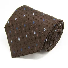 コムサデモードメン ブランドネクタイ 総柄 小紋柄 ダイヤ柄 シルク 日本製 PO メンズ ブラウン COMME CA DU MODE 【中古】